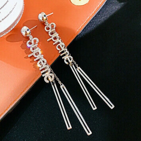 NWT 925 Silver Drop Earrings White Sapphire - Picture 2 of 5